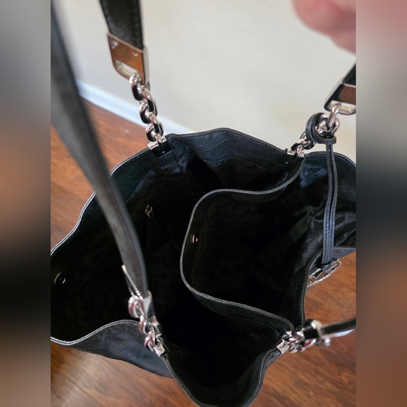 Michael Kors Black Shoulder Bag with Silver Accents - Picture 7 of 11